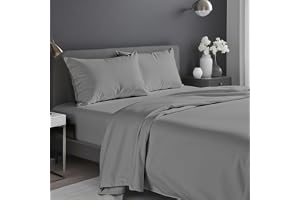 Infinitee Xclusives Grey Queen Bed Sheet Set – 4 Piece Bed Sheet Set – Queen Size 230 cm x 260 cm - Soft Brushed Microfiber Bed Sheets - 40 cm Deep Pockets Sheets Wrinkle Free & Fade Resistant