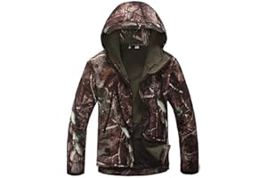 Czen Chaqueta Softshell de camuflaje táctico para hombre Otoño Invierno Ejército al aire libre Militar Forro polar Chaqueta impermeable con capucha Abrigo de caza