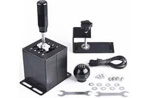 CNRAQR PC USB Simulator Shifter 7+R H Gear Shifter with L Shape Clamp Set for Gear shift PC Windows Steering Compatible with G29/G27/G25/G920, T300RS/GT Wheel