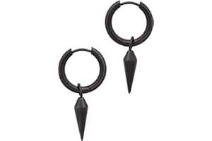 Ticome Minimalist Spike Huggie Small Hoop Dangle Drop Earrings,Hip Hop Rock Gothic Dangling Charm Hoop,Cartilage Tragus Helix Geometric Earrings Punk Gift