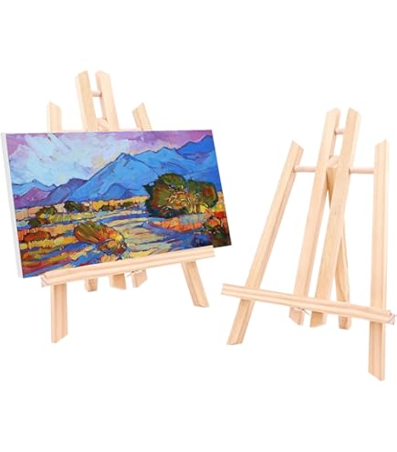 Cnwinu 4 stuks tafelschildersezel, houten canvas, tentoonstelling, 30 x 19 cm, kleine tafelezel voor kinderen, fotostandaard van massief hout voor schilderijen, fotolijsten, kinderkunst en handwerk (4