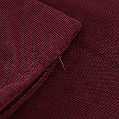 Deconovo Kissenbezug Kord Kissenhülle Sofa Wohnzimmer Kissenbezug 45×45 cm Bordeaux 4er Set - 6