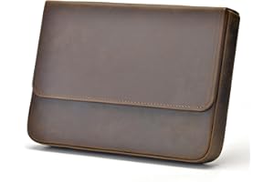 Lanxivi 12 Fountain Pen Case Genuine Leather Organizer, Crazy Horse Cowhide Leather Portable Pen Bag Pouch Drawer Style