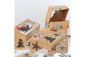SHJOEE 12 pezzi scatola regalo Natale 4 stili per biscotti con finestra di visualizzazione natalizia, scatola pieghevole per biscotti fai da te scatole per decorazioni per torte biscotti dessert