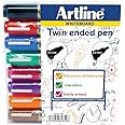 Artline 2-in-1 Whiteboard Marker Bullet/Chisel Tip Assorted (Pack of 8) EK525TA