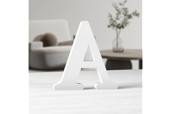 MeteoraPrime Lettres en Bois Blanc de 6 Pouces Lettres en Bois Non Finies pour Décor Murale Lettres Debout Décoratives Grandes Lettres pour Décor Murale pour Projets de FêTe à La Maison (A)