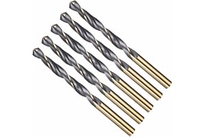 CoCud Drill Bit, 8mm Cutting Diameter, 4341 HSS Jobber Bits Gold and Black 118° Cutting Angle - (Applications: for Drilling Plastic Wood Soft Metal), 5-Pieces