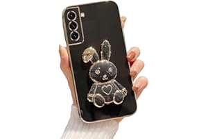 RNRIEYTA Miagon Cuore Coniglio Cavalletto Custodia per Samsung Galaxy S24,Elettrolitico Cover Morbida Sottile Silicone Protettiva Case con Coniglietto Stand Supporto