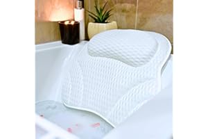 Limux Luxury Bath Pillow Cushion Ergonomic pillow with 4D Air Mesh Technology and 6 Suction Cups Helps Support Head Neck Back Shoulder Fits All Bathtub Hot Tub and Home Spa UK brand
