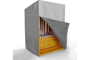 Kronenburg Strandkorb Schutzhülle Winterfest aus 600D Oxford Gewebe – Extra Stabil – 135x105x175/140cm in grau – Abdeckhaube für Strandkorb wasserdicht mit 2 Reißverschlüssen