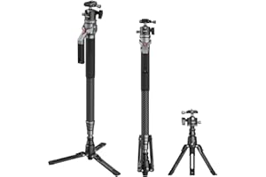 SMALLRIG 166.5cm / 65.6" Carbon Fiber Monopod for Camera, Compact Camera Monopod with Storage Size of 68cm / 26.8", Weighs 1.72kg / 3.8lb, One-Touch Height Adjustment, Max. 5kg Playload Ball Head-5564