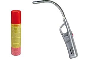 ROTHENBERGER Industrial 1x Gasanzünder Schwanenhals inkl. 1x Rofill Gas 100 ml | Feuerzeug | Sturmsicher | Abzugsperre | Piezo | Füllanzeige | Wiederbefüllbar
