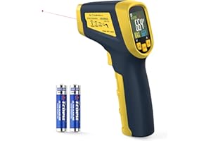 Infrarot Thermometer（nicht für Menschen）-50°C bis 600°C Tilswall Grill IR Laser Digital Thermometer Küche Temperaturmessgerät mit LCD Display für Kochen/Barbecue/Gefrierschrank/Industrie (Gelb)