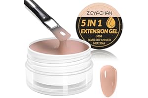 ZEYACHAN Nail Extension Gel 5 IN 1- Senza TPO- Gel Autolivellante Unghie UV/LED per Costruzione e Modellazione, Rinforzo, Riparazione e l'estensione delle Unghie - Lunga Durata - 20 ml (Nude)