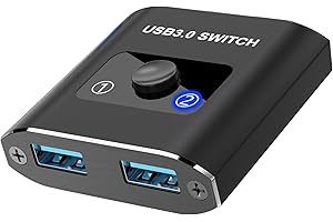 AUKOKIOULA USB Switch, Aluminum Bi-Directional USB 3.0 Switcher 1 in 2 Out/2 in 1 Out, Switch 2 Computers Share 1 Device for Printer, Mouse, Keyboard, Scanner, Compatible with Windows,Mac,Linux