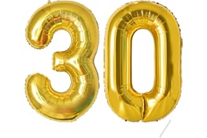 PARTYHAUSY Geburtstag zahlen luftballon 30 jahre | Folienballon Gold- Folienballon in 40"-101cm Geburtstagsdeko - Ballon Zahl Deko zum Geburtstag fliegt mit Helium für Männer Frauen 30.Geburtstagsparty Jubiläum