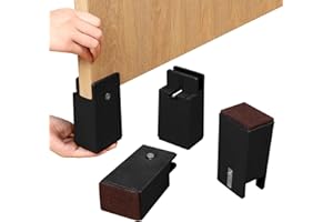 Ezprotekt Adjustable Bed and Furniture Risers with Screw Clamp, 4 Inch Heavy Duty Sofa Tables Chair Risers, fit Square/Round Chair Leg Diameter from 0''–1.5'', Supports 20,000 lbs (Black, 4 Pack)