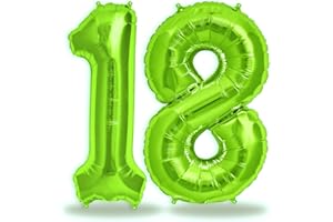 FUNXGO Palloncino Numero 18 verde - Palloncini Compleanno 18 Anni - Palloncino 18 Anni Compleanno - Decorazioni Compleanno - Vola con l'Elio - Feste Decorazione di Compleanno Palloncino 18 verde