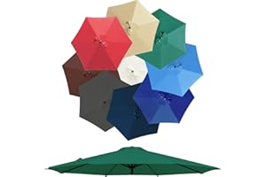 PLERILE Auvent De Remplacement Pour Parasol De Terrasse De 3 M, 6 Baleines/8 Baleines Toile De Parasol Déporté, Housse De Rechange Pour Parasol D'extérieur, Polyester Anti UV 50+ ( Color : Vert , Size : 3M 8-