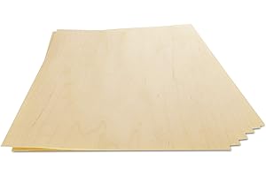 WoodPress® Real Birch Wood Veneer - Pack of 6 Sheets - A4 Size (apx. 21cm x 29cm) - Veneer for Marquetry, Model Making & Furniture Repair