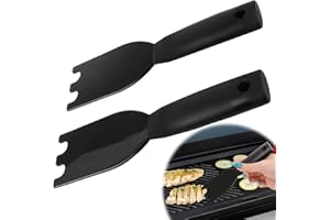 XXHUO Grill Scraper For George Foreman Grill Small, 2 Pack Indoor Grills BBQ Scraper For Grill With Grooves Griddle Food Scraper Comfortable Grip Heat-Resistant Household Cleaning Tools