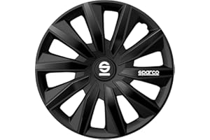 Sparco Kołpaki ozdobne Milano - 16 cali - czarne - zestaw 4 sztuk