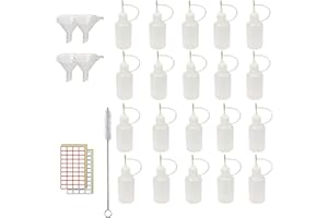 XIAONAN 20pcs Needle Bottle Applicator 20ml Needle Tip Glue Bottle Precision Tip Applicator Bottles Additional 4 Mini Funnel, for DIY Quilling Craft, Acrylic Painting（White）