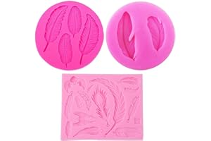 SIMUER Moldes de Silicona para decoración de Pasteles, Herramientas para Hornear para Manualidades, Dulces, Chocolate, Cubitos de Hielo, jabón, Molde de Silicona de Plumas