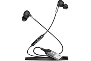 DuKabel USB In Ear Kopfhörer für PS5 PS4, USB PC Headset mit Mikrofon und In-line Steuerung Kabelgebunder Ohrhörer für PC Laptop - Schwarz