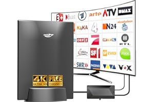 DGUPSP DVBT2 Antenne, zimmerantenne DVB-T & DVB-T2 Antennen mit Verstärker, Großer Reichweite und 360° Empfang, Zimmerantenne für Fernseher mit Starkem Magnetfuß, Geeignet für 4K 1080p & Alle TV-Geräte