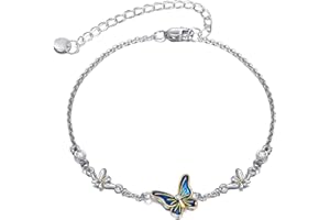 YAFEINI Pulseras de Tobillo de Mariposa Joyas de Plata Esterlina Tobillera Colgante de Mariposa con Baño de Rodio para Mujeres y Niñas