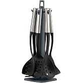 JATA HOGAR HACC4624 Stainless Steel and Nylon Kitchen Utensils Set of 6 Utensils: Saucepan, Ladle, Skimmer, Spaghetti Spoon,