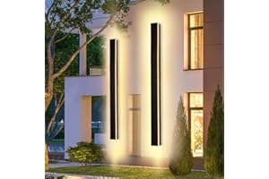 AOEH Lange Wandleuchte Villa schwarz Wandleuchte LED Außen aus Aluminium Acryl wasserdicht IP65 für Gärten, Terrassen, Schlafzimmer, Wandleuchte für den Innenbereich, Wohnzimmer, 100 cm, 32 W