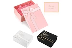 NVGVUP Pudełko prezentowe z pokrywką, 29 x 21 x 10 cm, różowe pudełko prezentowe, duże z kokardkami, kartki z życzeniami, składane pudełko na prezent na Walentynki, urodziny, wesele, Boże Narodzenie