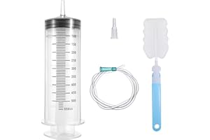 JETOP Duża strzykawka 500 ml/550 ml, strzykawka wielokrotnego użytku z wężem, bardzo duża strzykawka, strzykawka z igłą do laboratorium, przemysłu, karmienia zwierząt domowych i nawadniania roślin