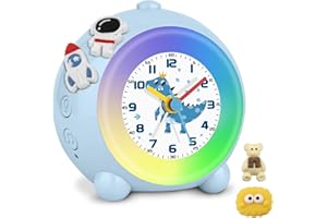 TENOCK Sveglia Analogica Per Bambini Con Dinosauro Sveglia Senza Ticchettio Per Bambini Sveglia Con Luce Colorata Volume Regolabile E Ora Facilmente Leggibile Decorazione Per Camera Dei Ragazzi