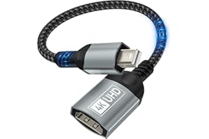 Nersligek Mini DisplayPort to HDMI Adapter, 4K Mini DP(Thunderbolt) to HDMI Adapter Nylon Braided Gold-Plated Connector for MacBook Pro, MacBook Air, Mac mini, Microsoft Surface Pro 3/4, etc