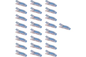 DWUENT 25 Pack Large Transparent Sewing Clips, Clear Plastic Clips For Fabric, Roman Blinds & DIY Projects, Heavy-Duty Fabric And Blinds Grippers (Blue)