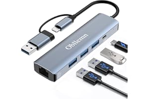 Obllemn USB LAN Adapter 1000M,USB C auf Ethernet Adapter RJ45 Gigabit Netzwerkadapter mit 3 *USB 3.0 & Type-C Ports, LAN NetzwerkAdapter für PS4/5/Windows XP/MAC/Linux/Chromebook,MacBook