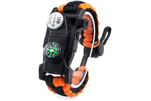 MANSWILL Adjustable Survival Bracelet, 7 Core Paracord 20 in 1 Emergency Sports Wristband Gear Kit with Waterproof LED SOS Light, Compass, Rescue Whistle, Fire Starter Multi-tool for Wilderness Adventure