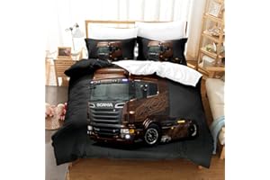 SPLYHX Truck Scania Bettwäsche-Set, Einzelbett, Doppelbett, 3D-Druck, King-Size-Größe, für Kinderzimmer, Dekoration, Jungen, Geschenk (Einzelbett, Stil 1)