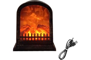 KEHO KEHO KEHONGDUN Fireplace Lamp Battery Operated,LED Flame Effect Log Fireplace Light Fireplace Lantern,Realistic Carbon Fire Lights Vintage Lantern Home Hanging or Sitting Decoration for Indoor Use (A)