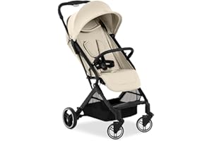hauck Travel N Care Plus, Vanilla - Reisebuggy für Kinder ab Geburt bis 22 kg mit Liegefunktion & Kopfposter - Leicht (7,2 kg) & Einhändig Faltbar - Selbststehend - UPF 50+ & Netzfenster