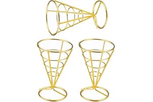 YouXiaor Edelstahl Pommes Ständer, 3Stück Kegelform Pommes Frites Halter Pommeshalter Edelstahl Pommestütenhalter Pommestüten Halter Französische Pommes Stehen Korb Spitztüten-Ständer für Pommes