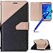 Produktbild MoreChioce kompatibel mit Galaxy J7 2016 Lederhülle,Bunt Hülle kompatibel mit Galaxy J7 2016,Bookstyle Leder Wallet Klappbar Stand Flip Ledertasche Magnetverschluß Schwarz + Golden,EINWEG