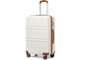 Kono Modna walizka podręczna, lekka, z tworzywa ABS, z twardą obudową, walizka podróżna, Kremowy, biały, 20"