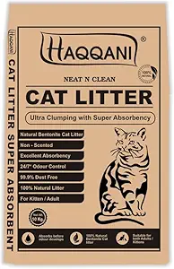 Haqqani Ultra Clumping with Super Absorbency Scoopable Smart Natural Bentonite Cat Litter (10 Kg (Offer Pack of 2))