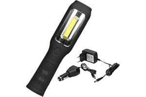 ECD Germany LED COB 3W Arbeitsleuchte Akku | mit Magnet | drehbare Griff | inkl. 2 Haken | Arbeitslampe Handlampe Schwenklampe Taschenlampe Werkstattlampe KFZ