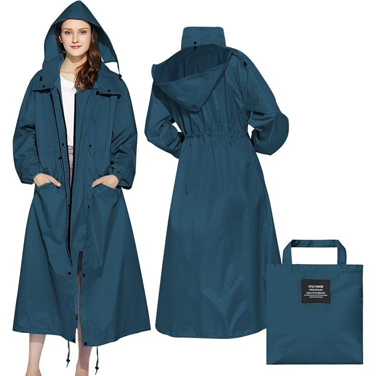 OVARA Veste imperméable pour femme avec capuche, manteau de pluie fonctionnel et respirant pour femmes, manches longues et cordon de serrage, veste coupe-vent aux couleurs contrastées, manteaux d'été