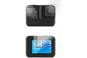 LARRITS Folia ochronna na wyświetlacz GoPro Hero 8 Black, 2 sztuki folii ochronnej ze szkła pancernego + 2 sztuki folii ochronnej na wyświetlacz + 4 sztuki folii ochronnej na przednią szybę